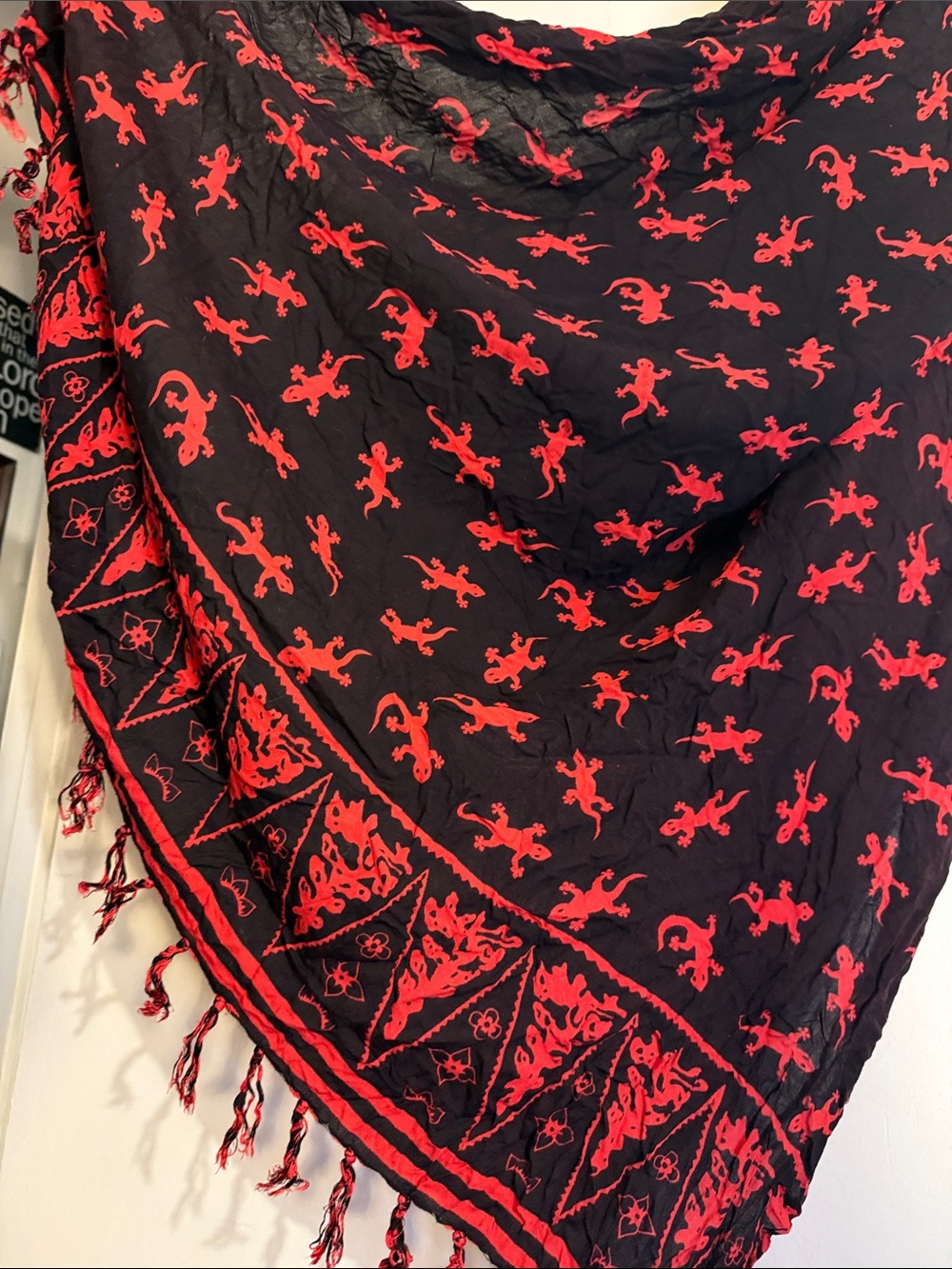 Black and Red Patterned Throw or Shawl